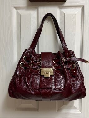 Jimmy Choo Deep Burgundy Leather Shoulder Bag with Gold Hardware